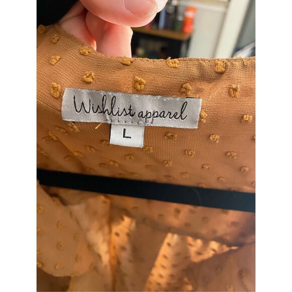 Wishlist Apparel Ruffle Burnt Orange Dot Button Sleeveless Blouse, Size Large - Picture 12 of 15